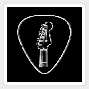 S-Style Guitar Headstock Outlines Guitar Pick Dark Theme Sticker